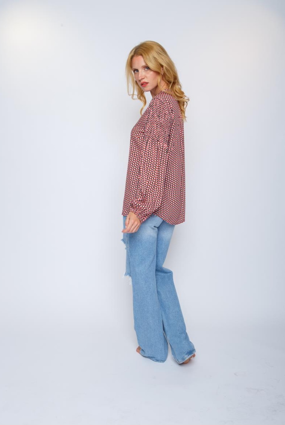 Emily van den Bergh: Shirtbluse mit kleinem Stehkragen und Ausschnittblende - Style 8200-154670 – Bild 3